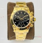 Swiss Grade Copy Rolex Daytona 40mm Gold Black VR 7750 Chrono Watch